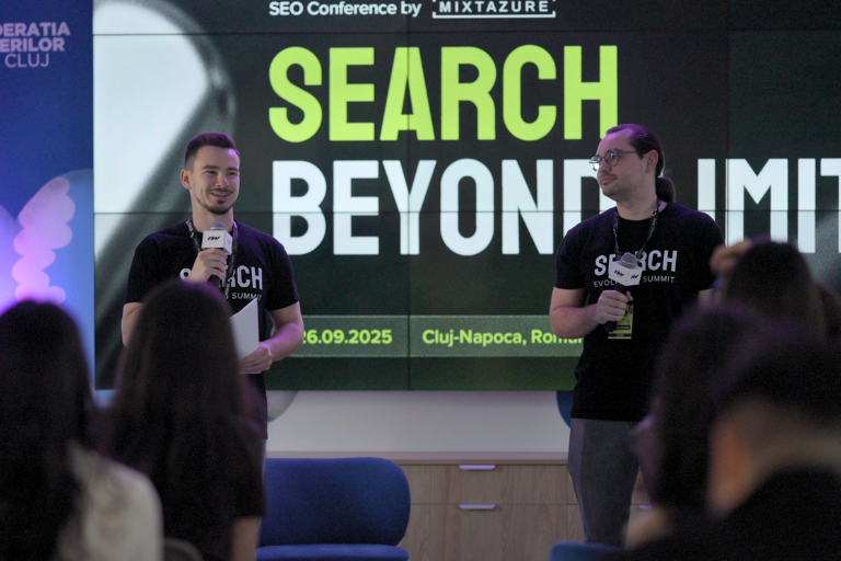 Alex and Patrik presenting at Search Evolution Summit